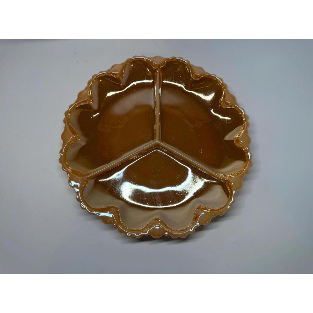 Stunning Vintage Fire-King Peach Lustre 3-Section Divided Relish Dish